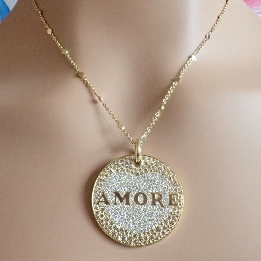 Pasquale Bruni 18k Yellow Gold Large Diamond + Sapphire Amore Pendant Necklace - Picture 11 of 12